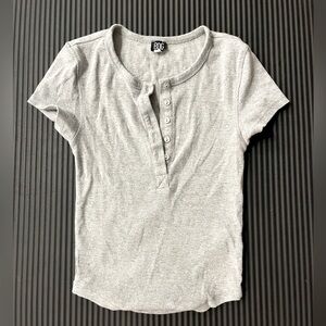 Urban Outfitters BDG Light Gray Short Sleeve Henley Top